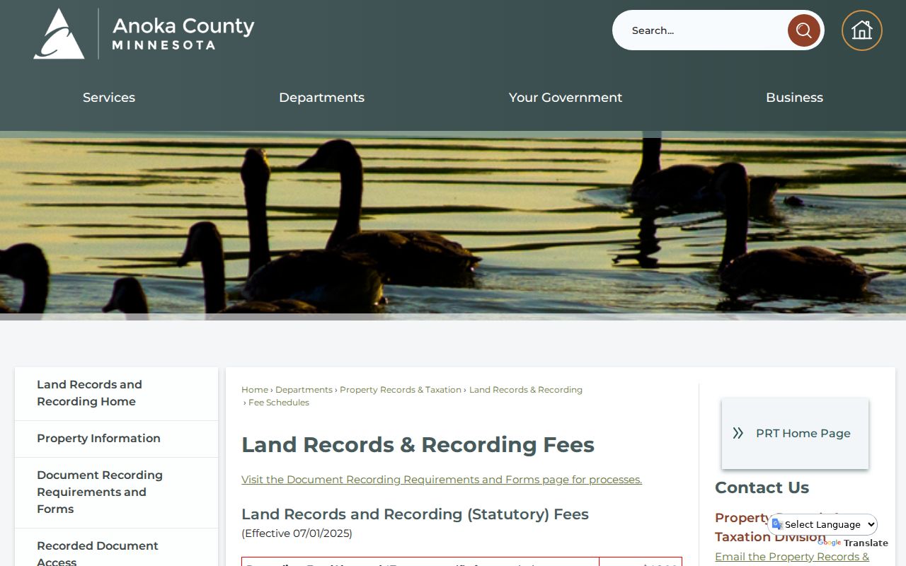 Columbia Heights previous residents deed-copy fee research at Anoka County