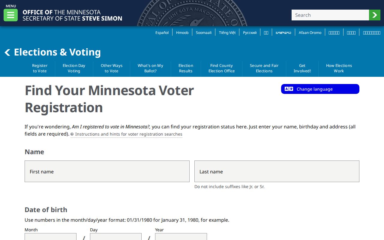 Columbia Heights resident lookup through Minnesota voter registration fields