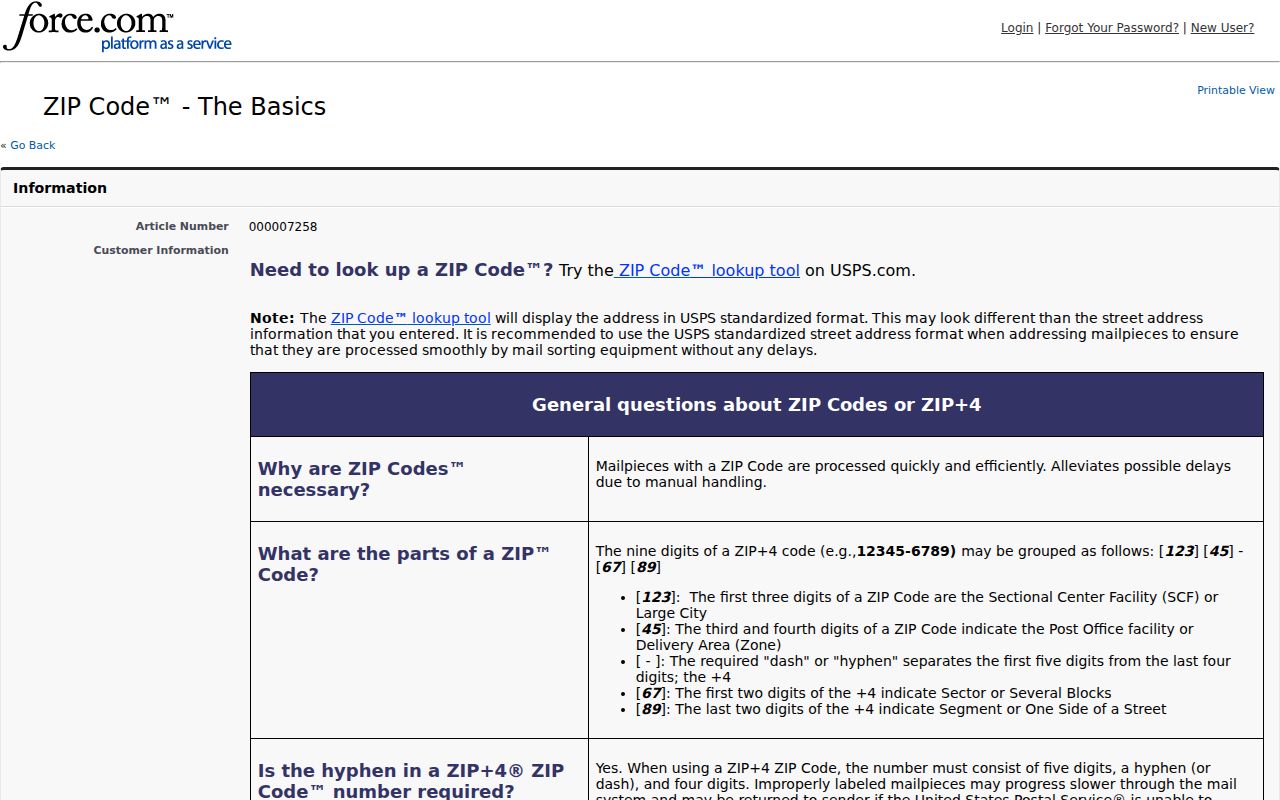 Columbia Heights ZIP code directory source showing USPS ZIP Code basics